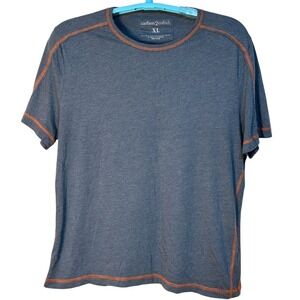 Carbon2Cobalt Short Sleeve T Shirt Organic Cotton‎ Crew Neck Blue Orange Trim XL
